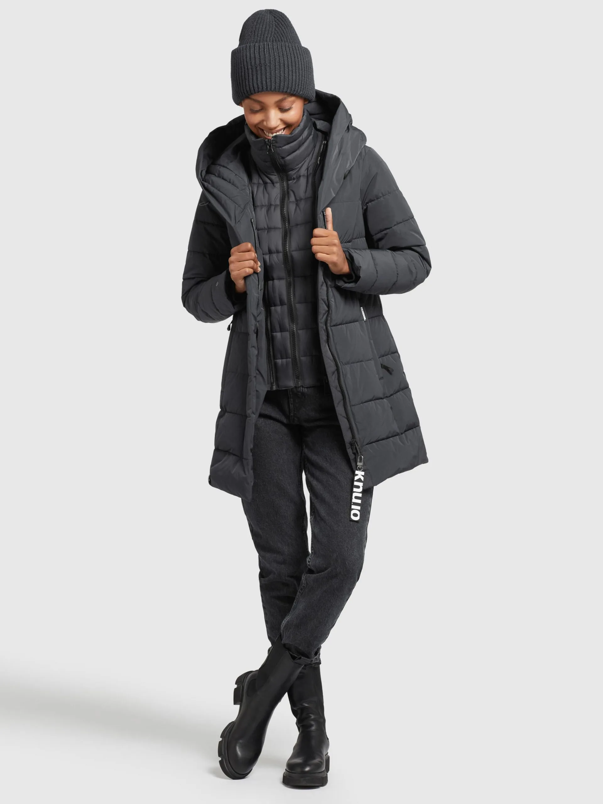 Khujo Korte Mantels Wintermantel Floyt Dames Donkergrijs - Afbeelding 6