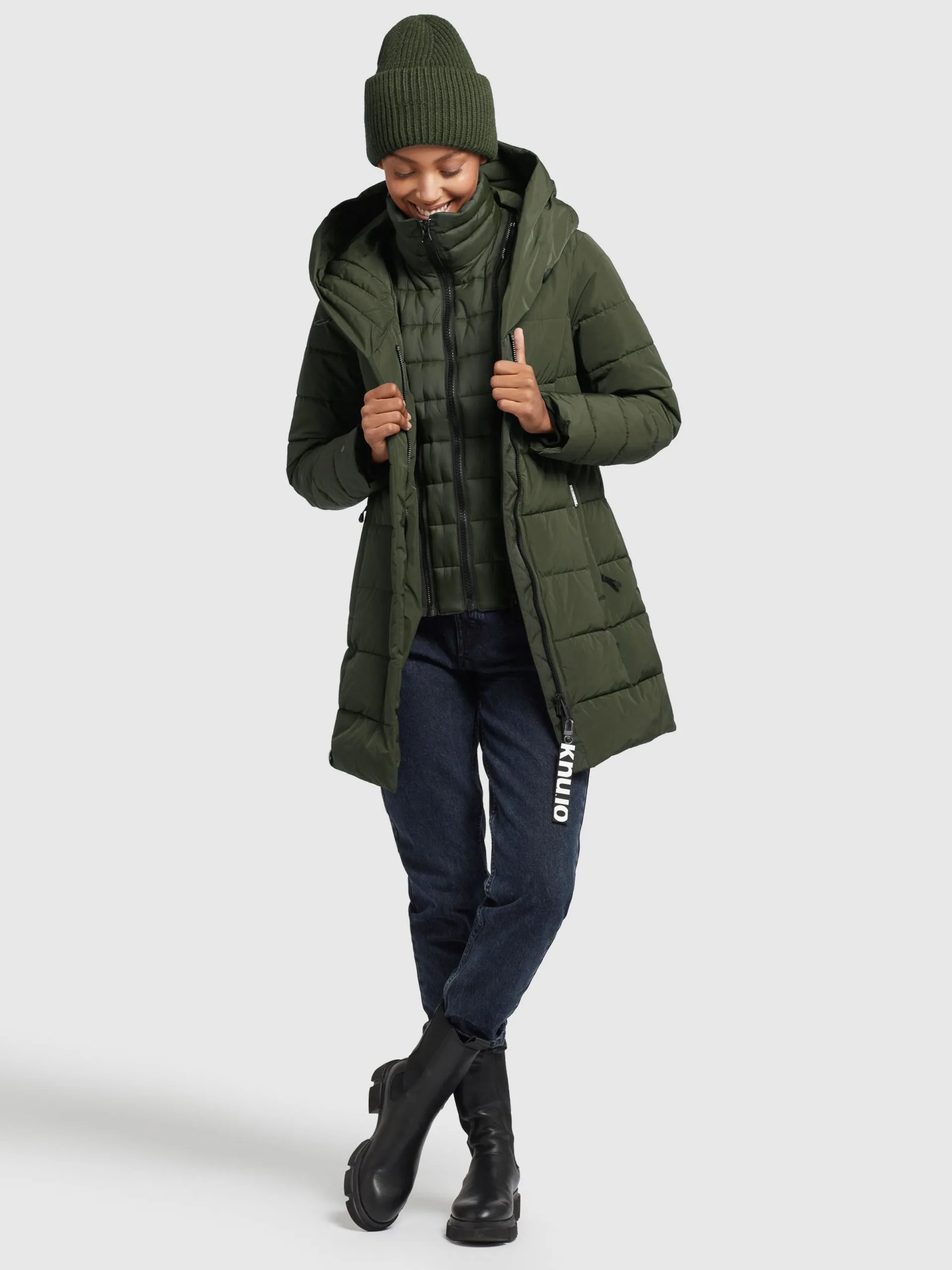 Khujo Korte Mantels Wintermantel Floyt Dames Olijfgroen - Afbeelding 6